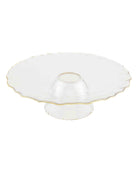 Glass Reversible Chip and Dip Cake Pedestel with gold