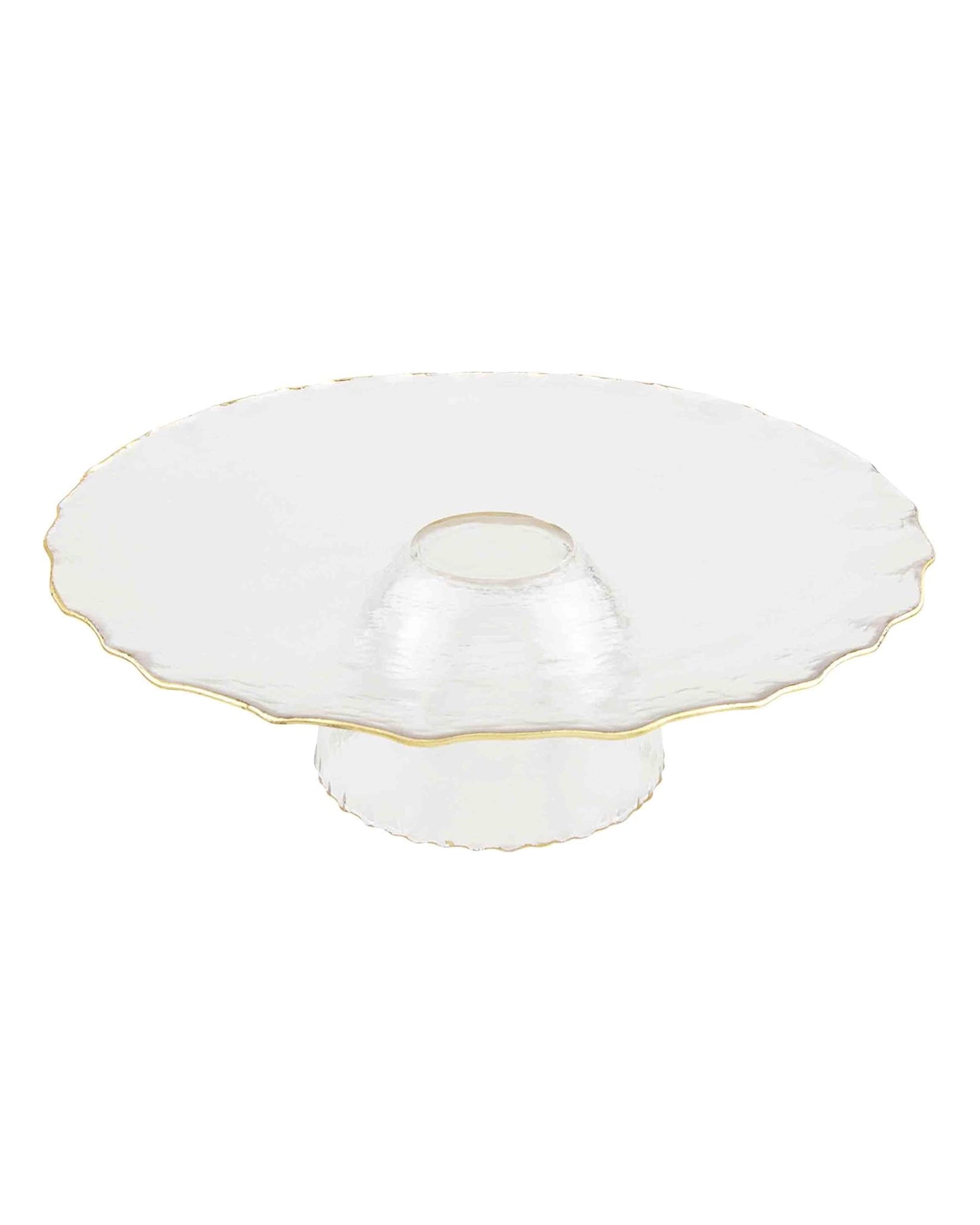 Glass Reversible Chip and Dip Cake Pedestel with gold