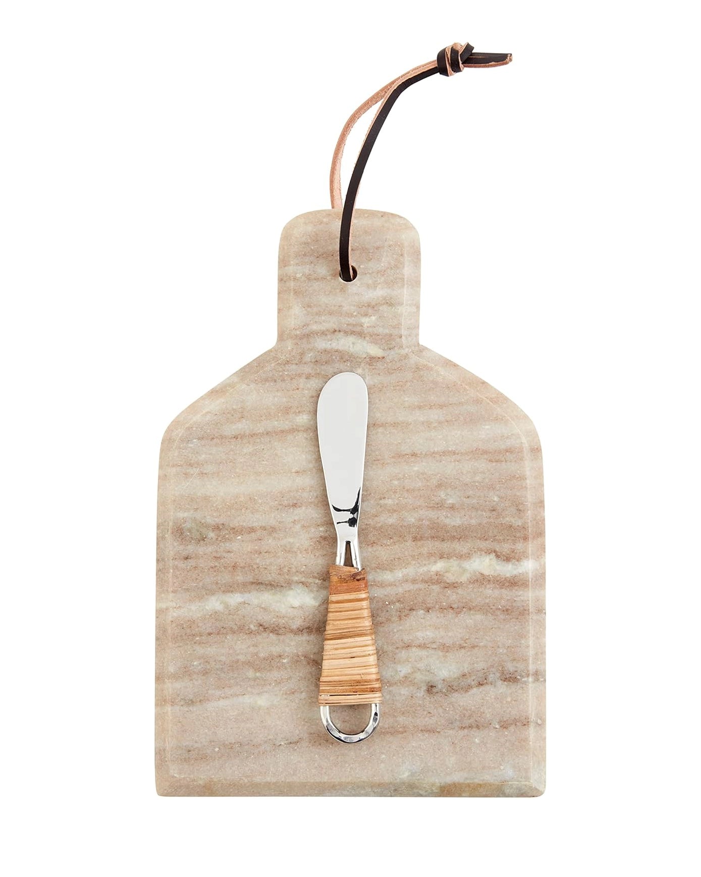 Marble cutting board with a knife