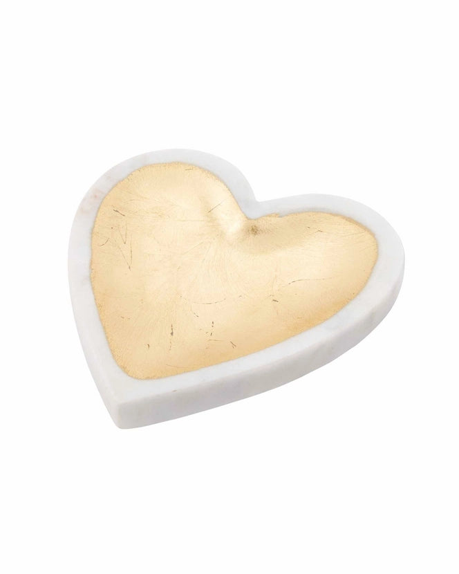 Heart-shaped marble trinket dish with a gold center