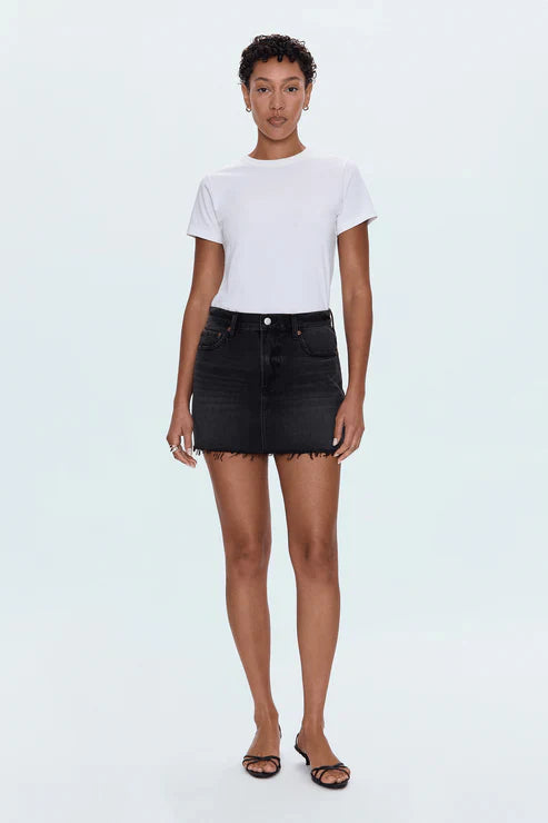 black denim mini skirt