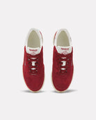 Red Reebok Club C85 Sneaker with Turquoise Accents