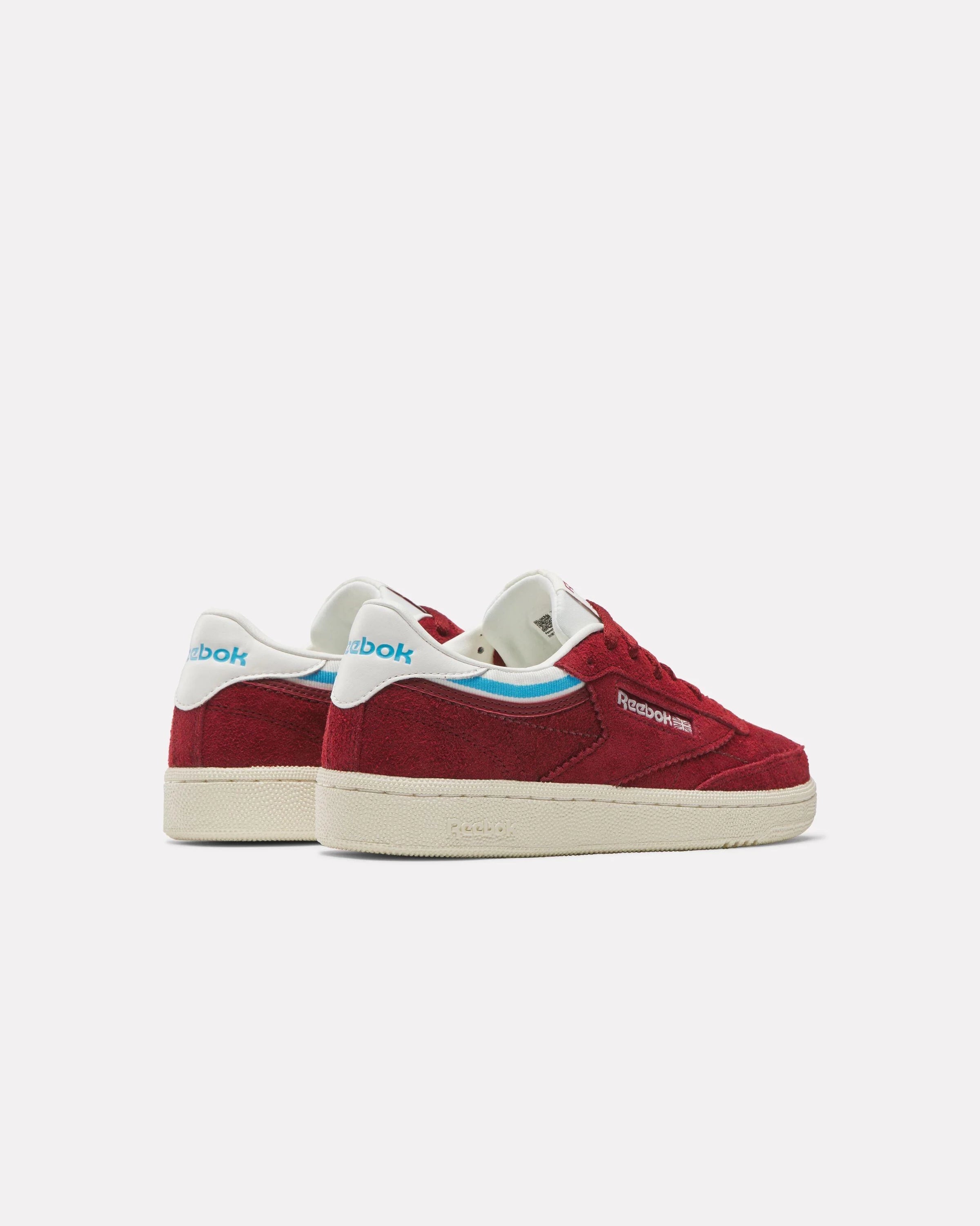 Red Reebok Club C85 Sneaker with Turquoise Accents