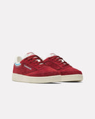 Red Reebok Club C85 Sneaker with Turquoise Accents