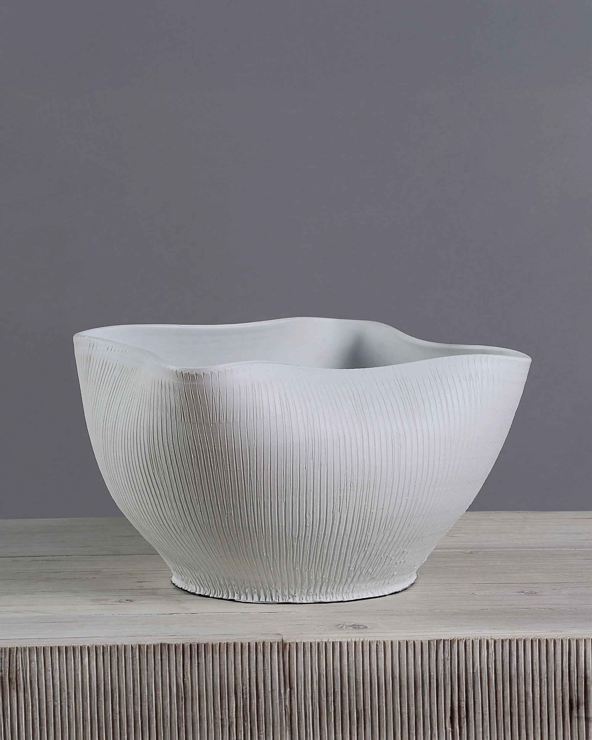 Renwhil Ceramic Bowl Vase in White