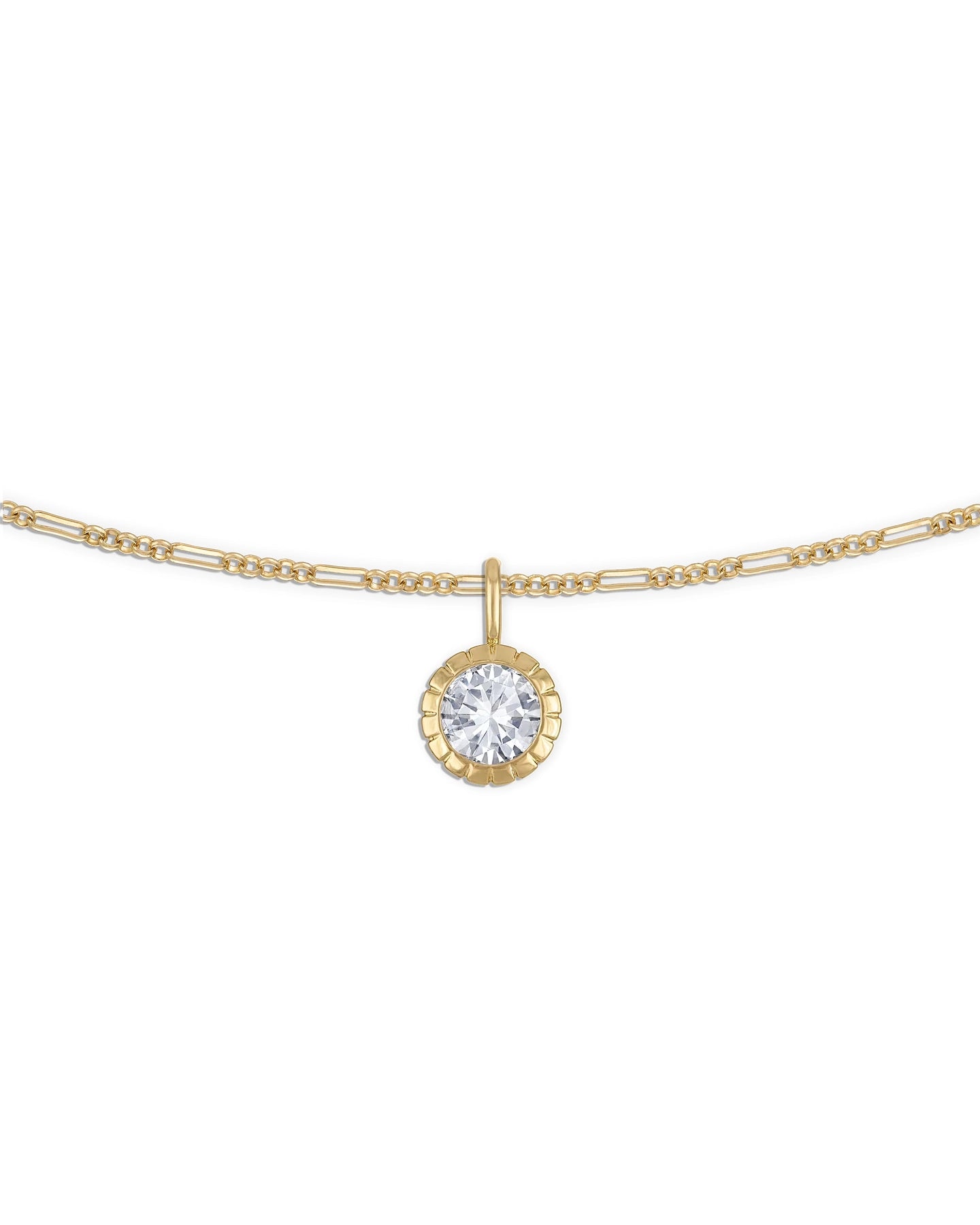Gold chain necklace with a diamond pendant