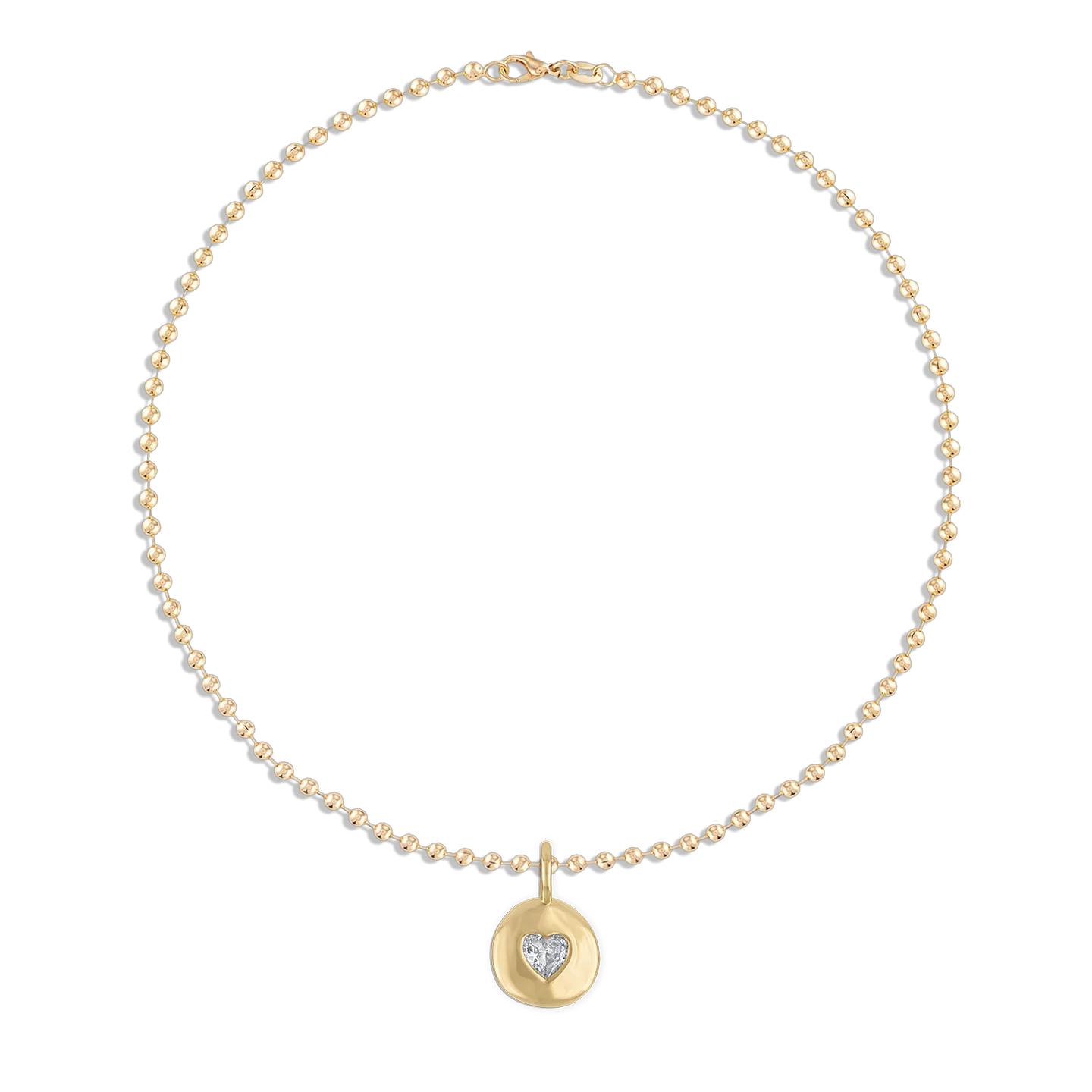 gold ball chain with a gold pendant