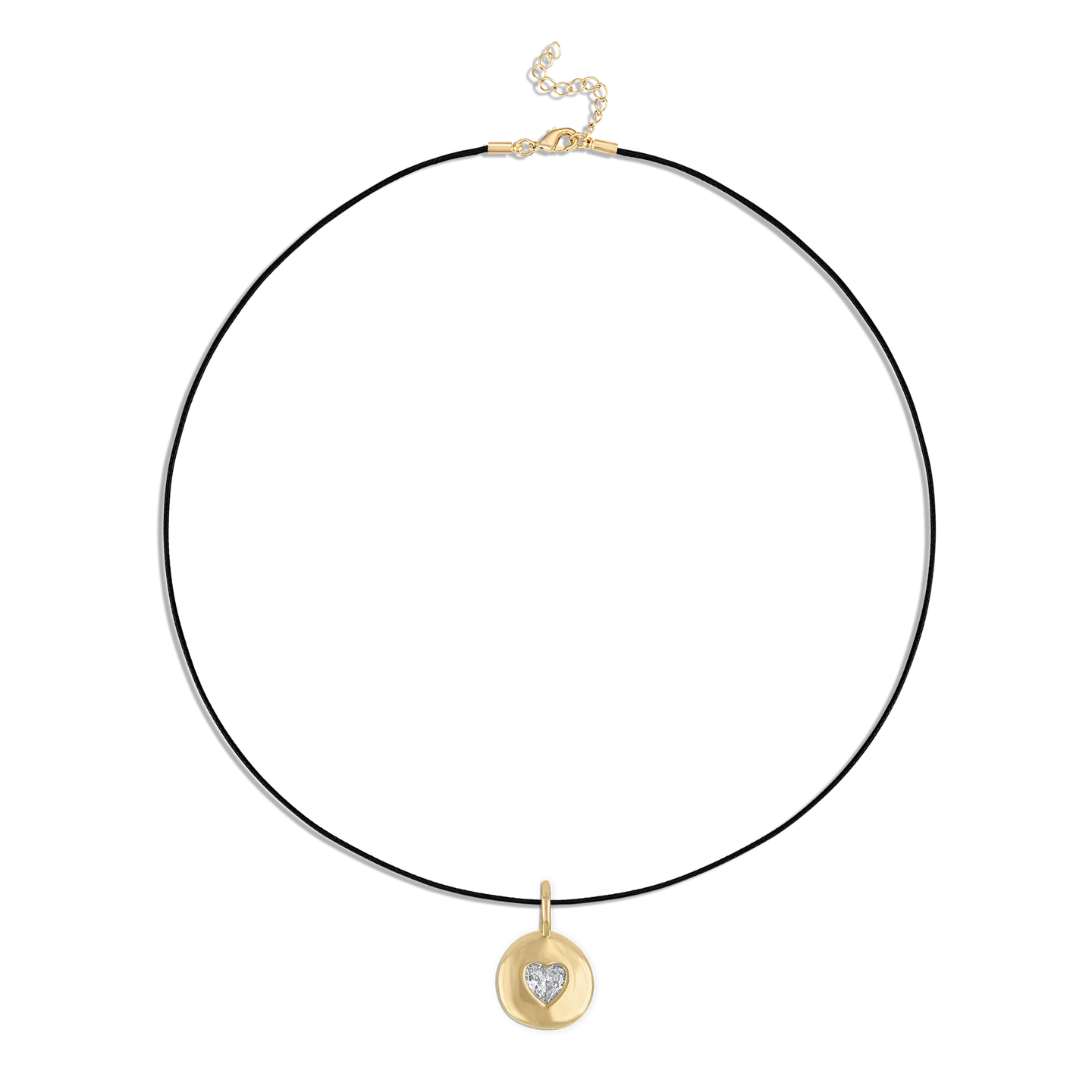 black leather necklace with a gold pendant