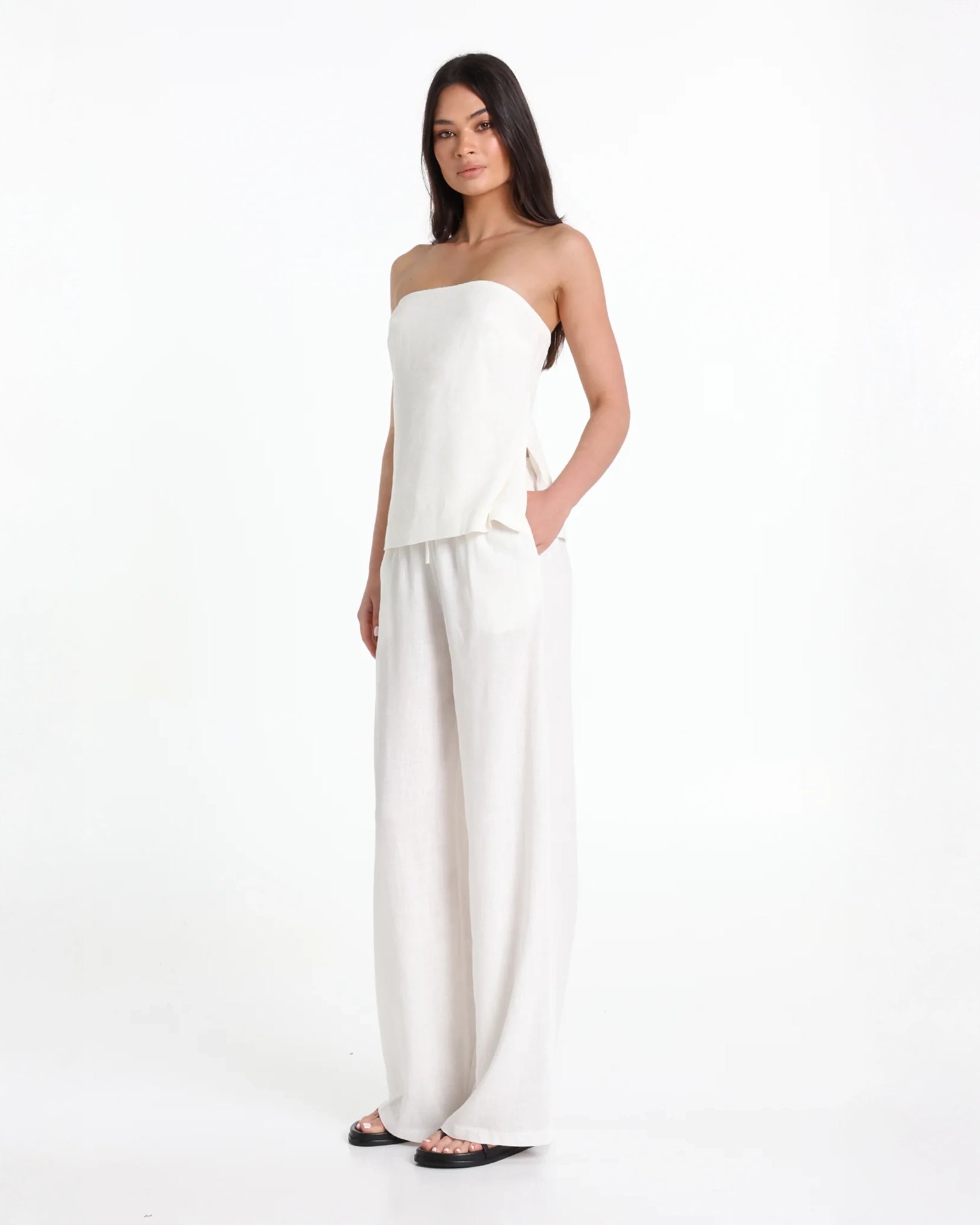 Lost in Lunar Sabrene Linen Top & Ginny Trousers in White