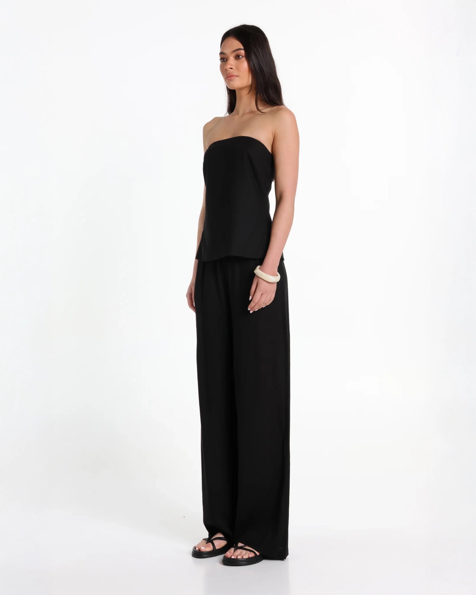 Lost in Lunar Sabrene Linen Top & Ginny Trousers in Black