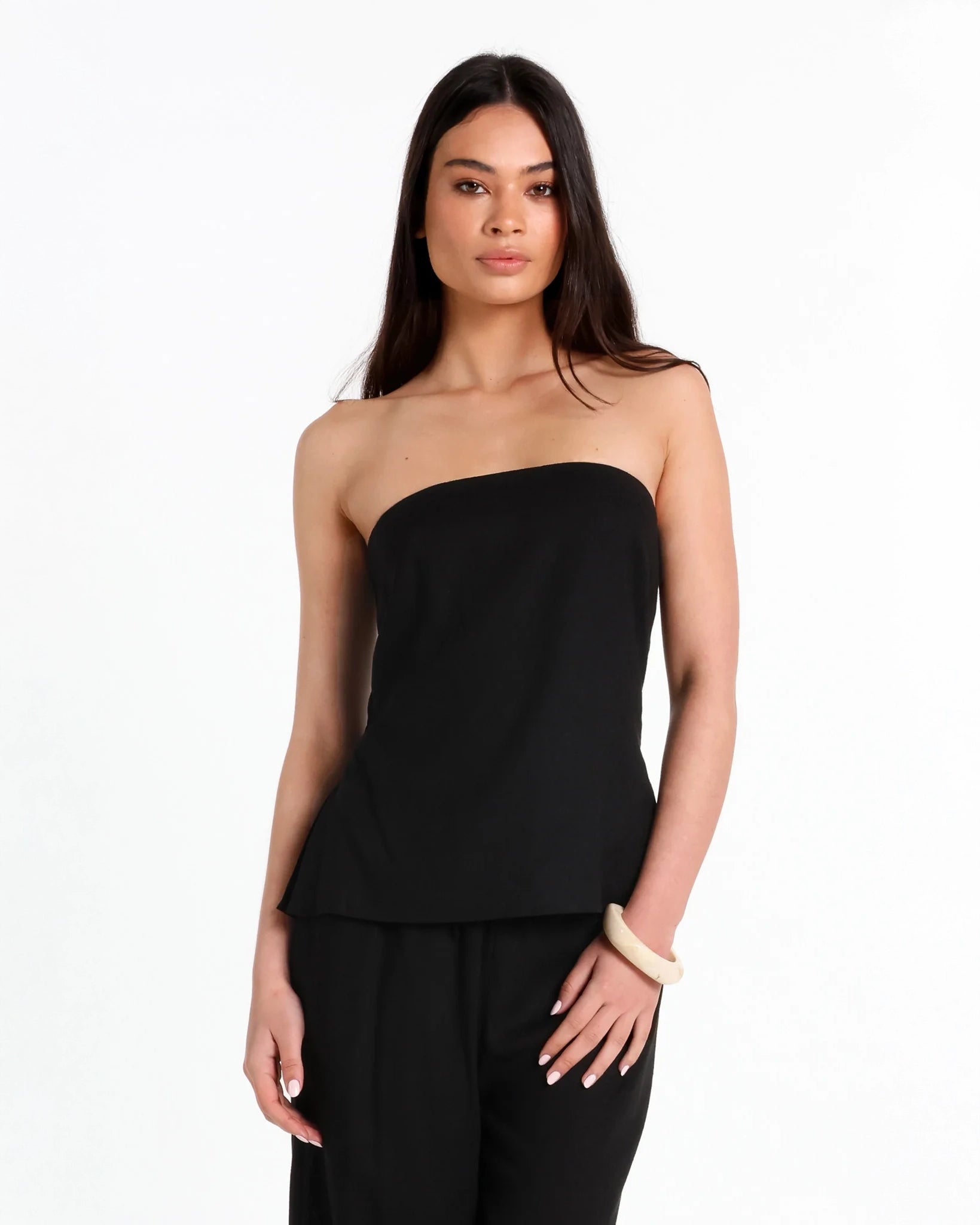 Lost in Lunar Sabrene Linen Top in Black