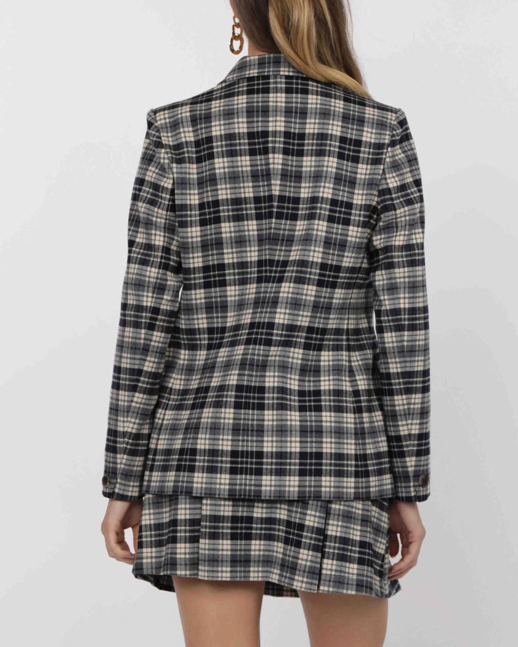 plaid blazer navy and cream