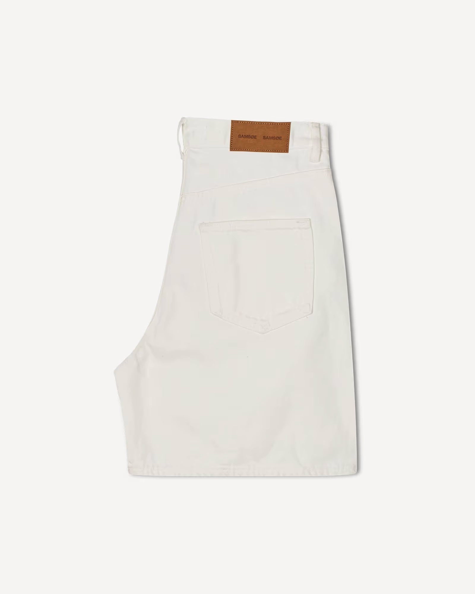 white denim shorts folded in half by Samsoe