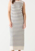Load image into Gallery viewer, BLACK TAPE STRIPE KNIT MAXI DRESS NVY/CRM
