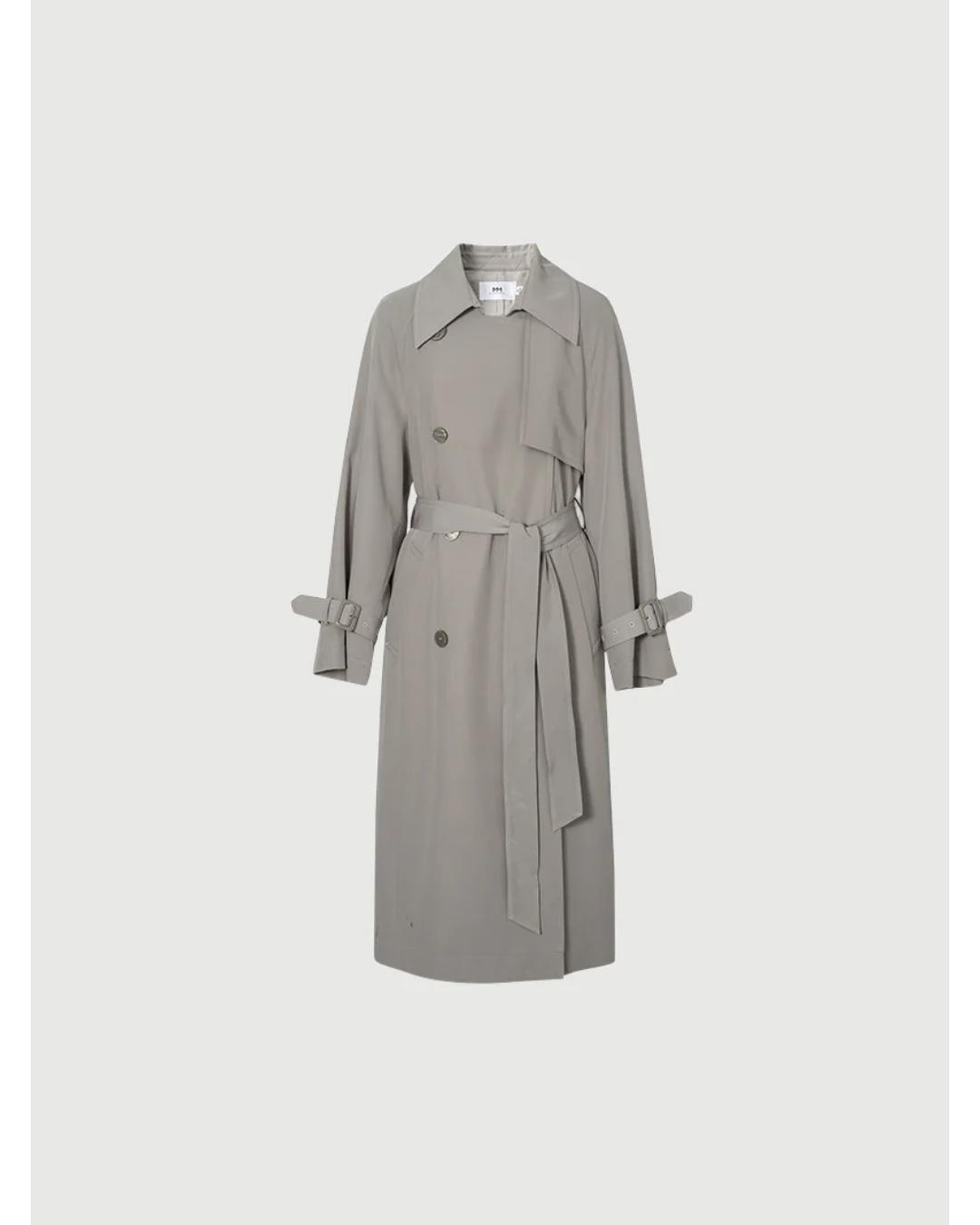 light grey midi trench coat