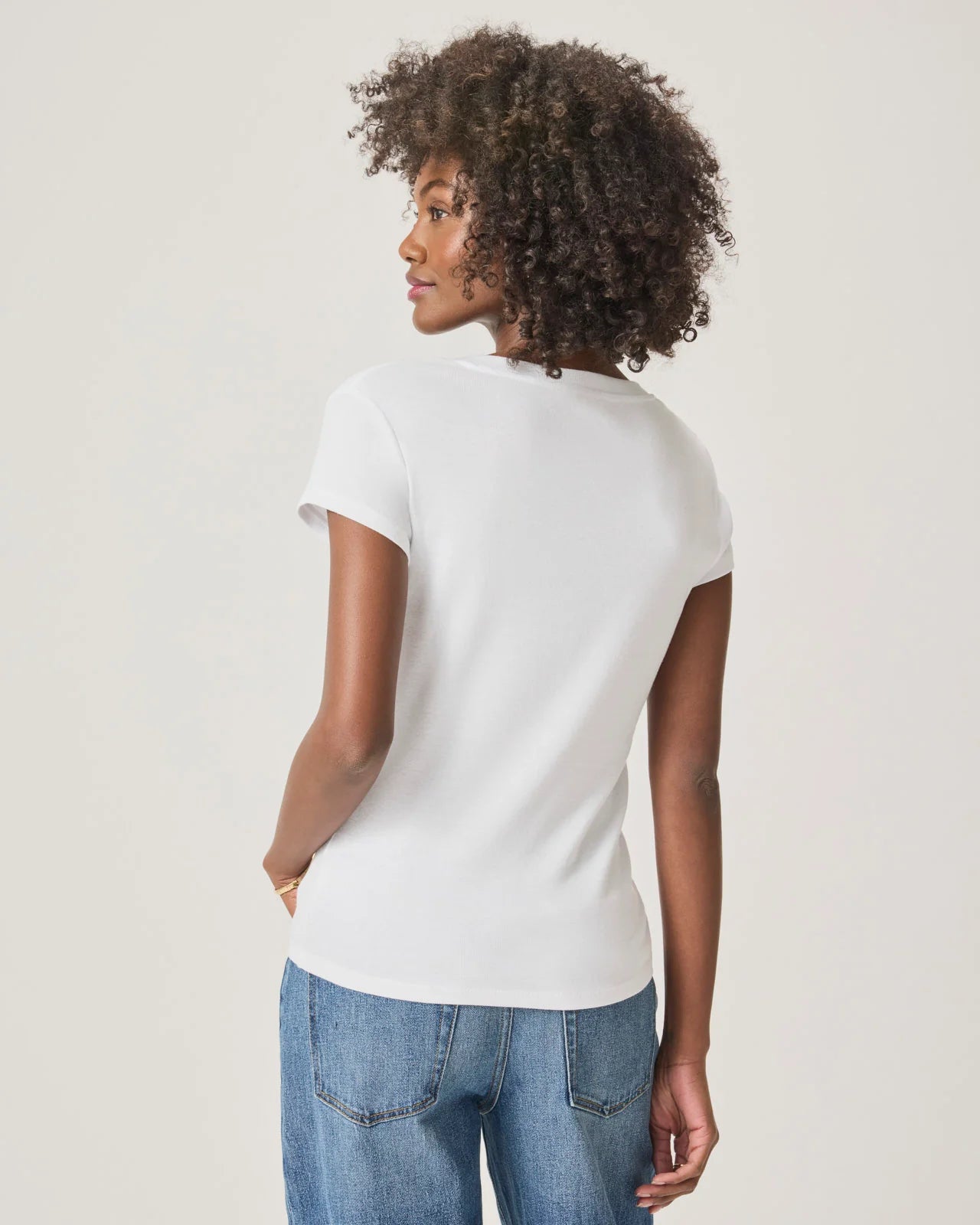 Splendid Faye V Neck TShirt in White