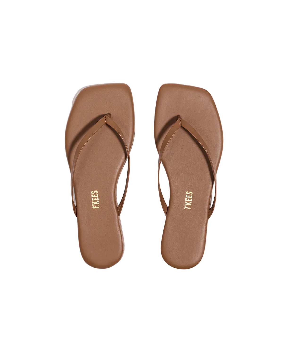 square toe flip flop in light brown