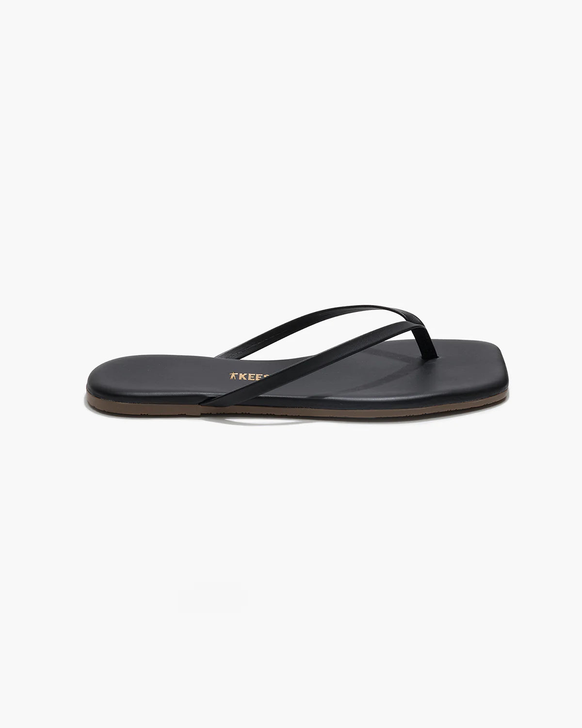 square toe flip flop in black