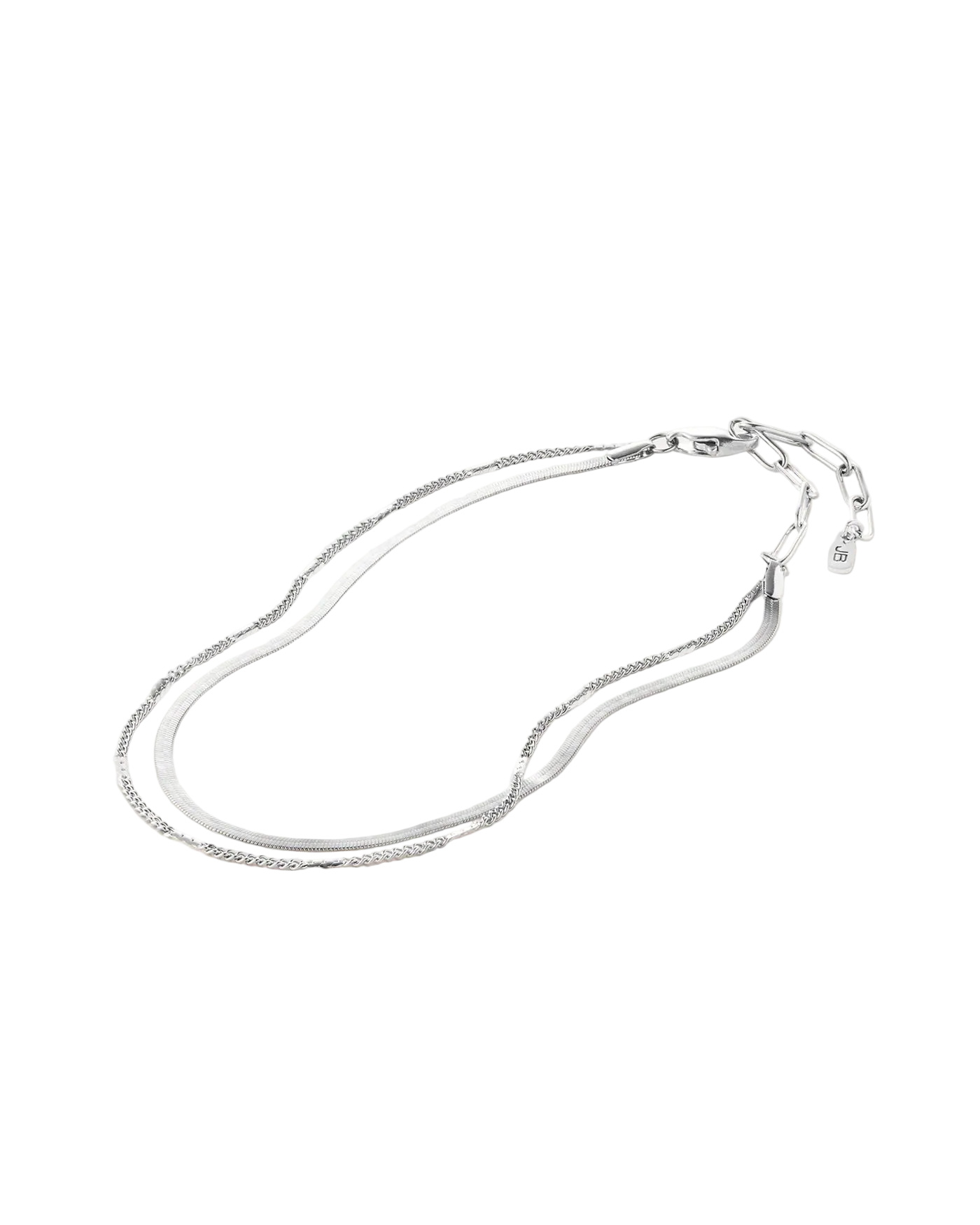 double layer chain silver anklet
