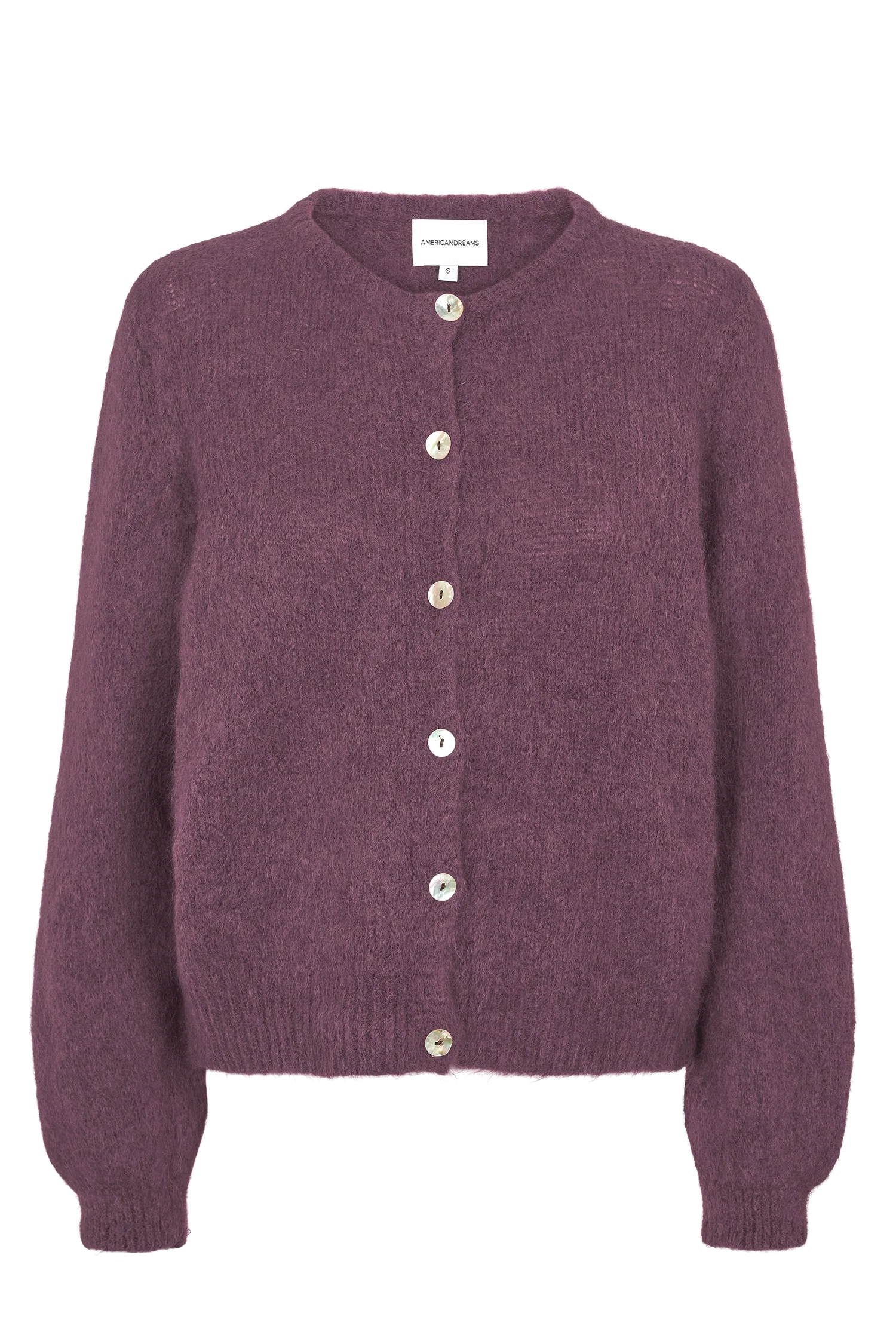 purple cardigan