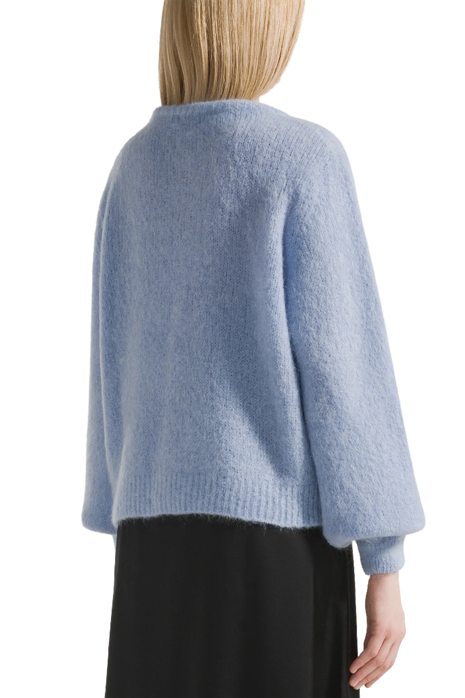 light blue cardigan