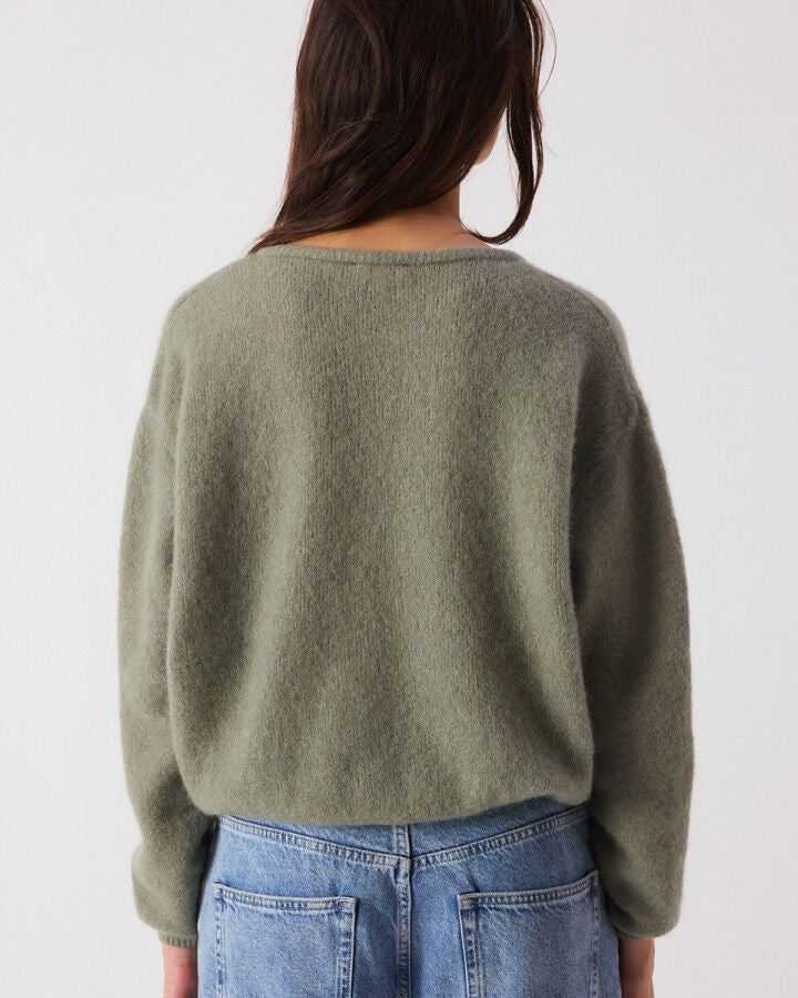 green button cardigan