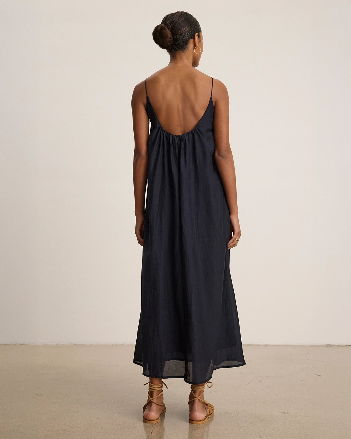 Cotton Voile Dress in Navy Blue by Velvet