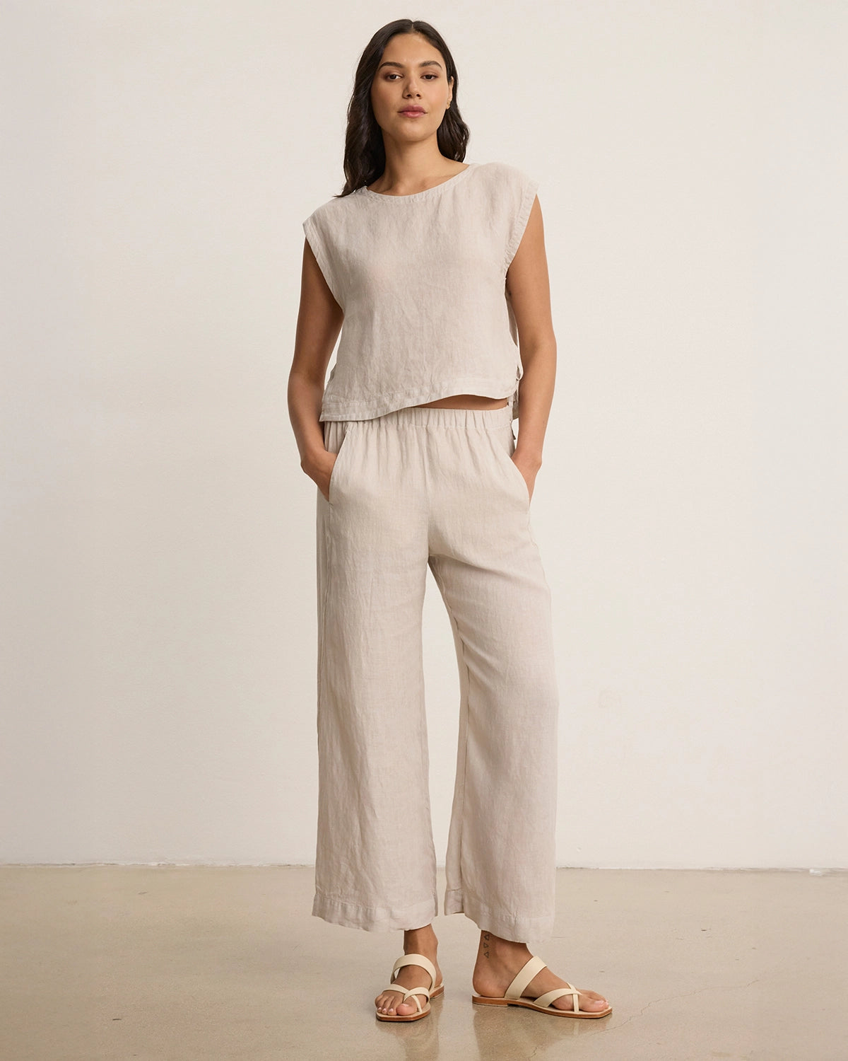 Lightweight 100% Linen Pants with elastic waist by Velvet