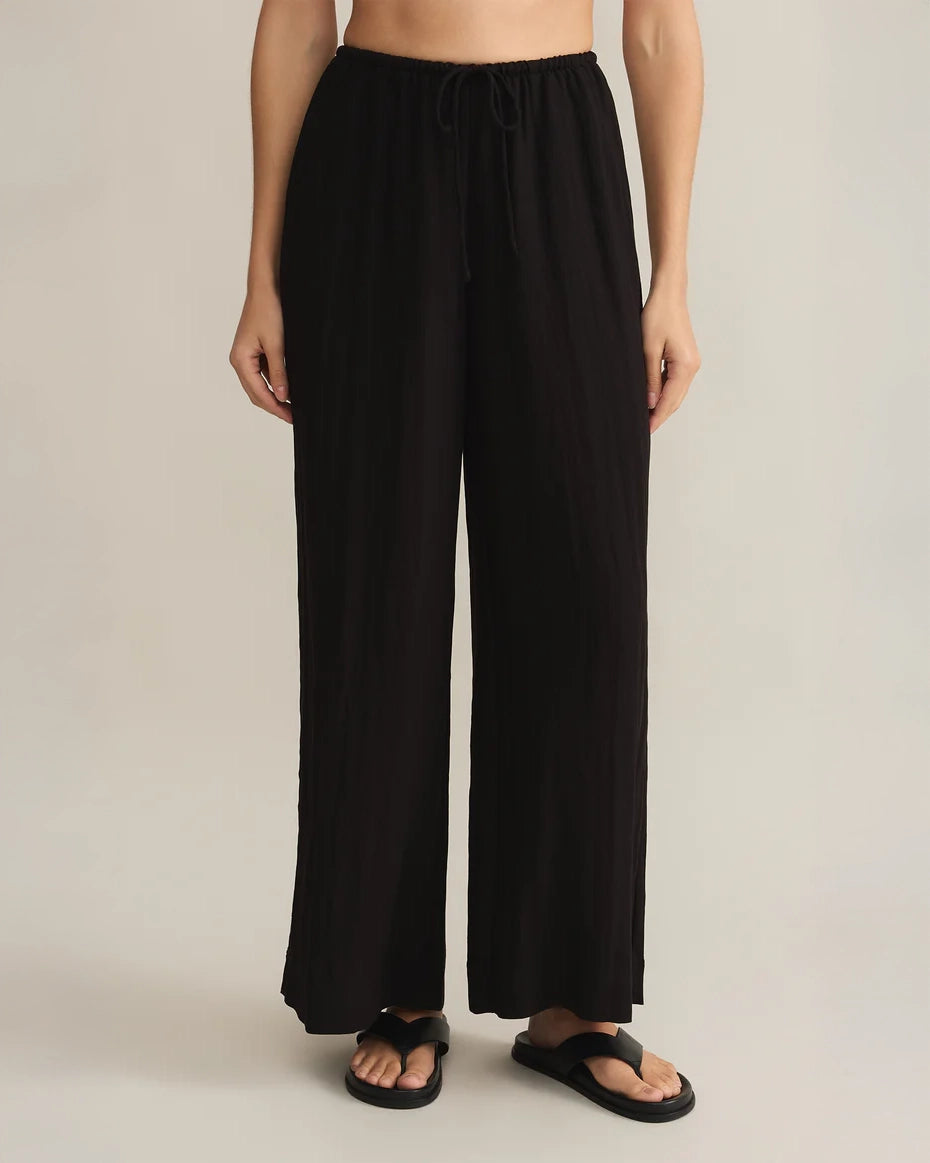 Textured Wide Leg Trousers in Black by Z Supply