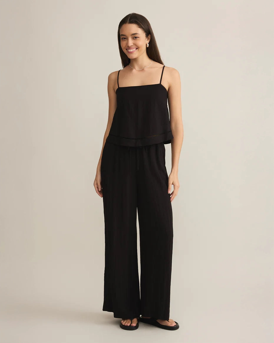 Textured Wide Leg Trousers in Black by Z Supply