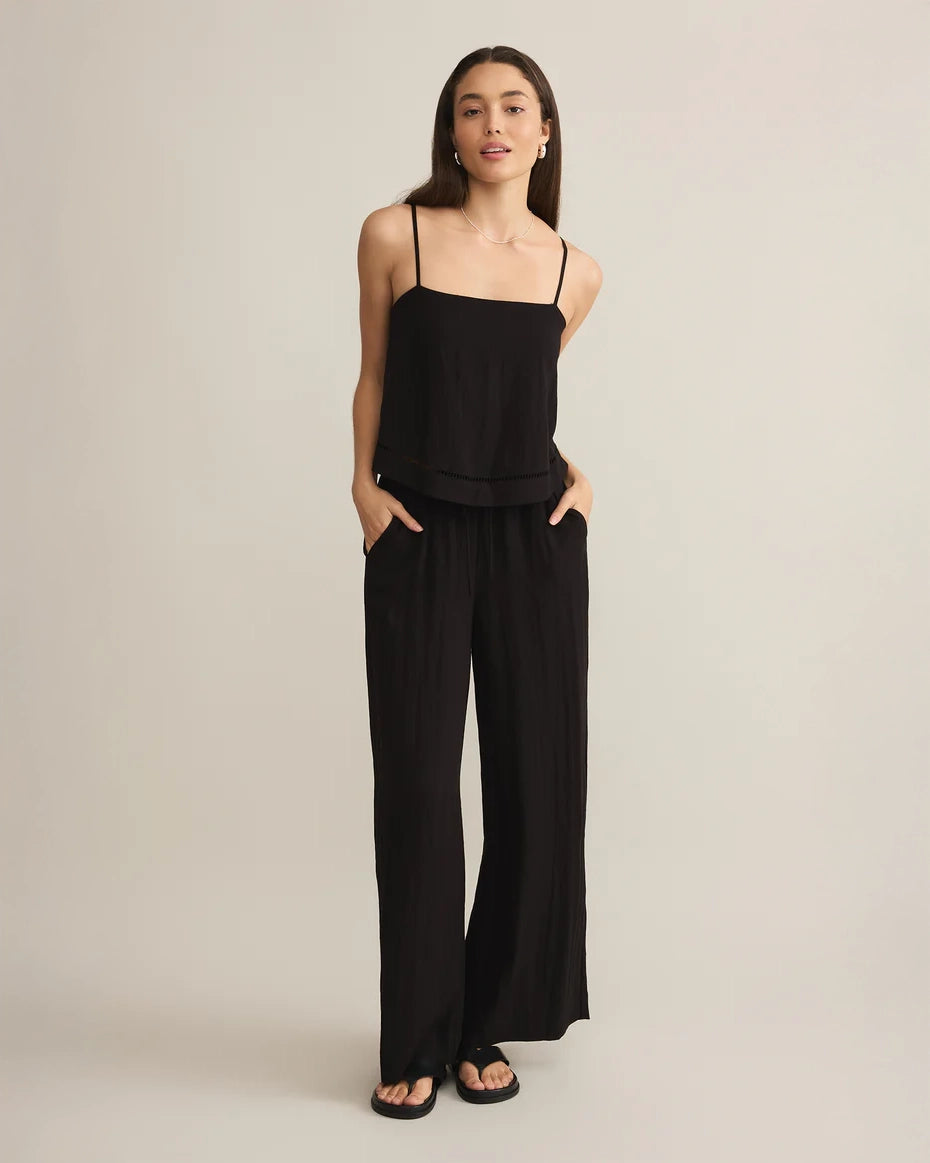 Textured Wide Leg Trousers in Black by Z Supply