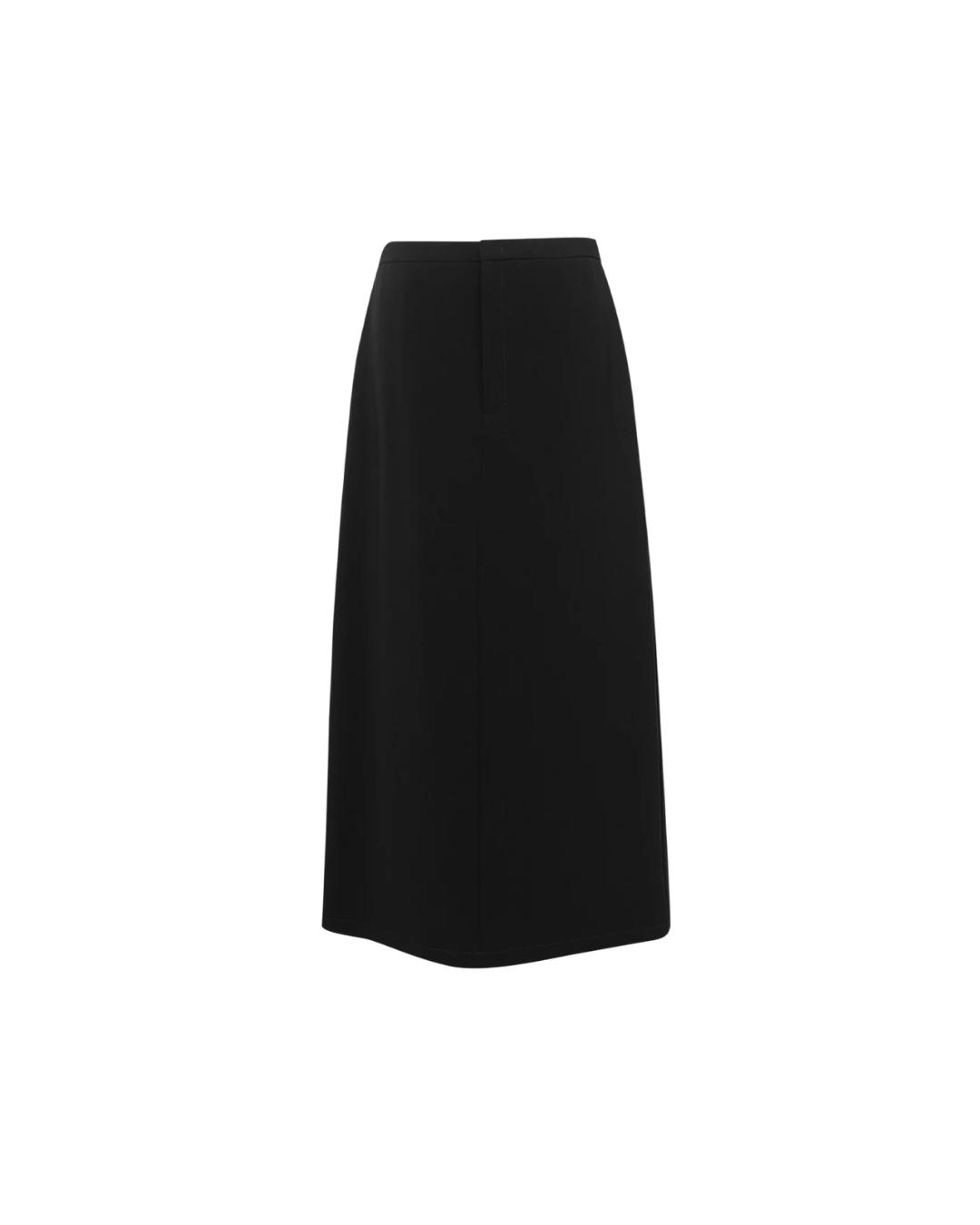 black midi a-line skirt