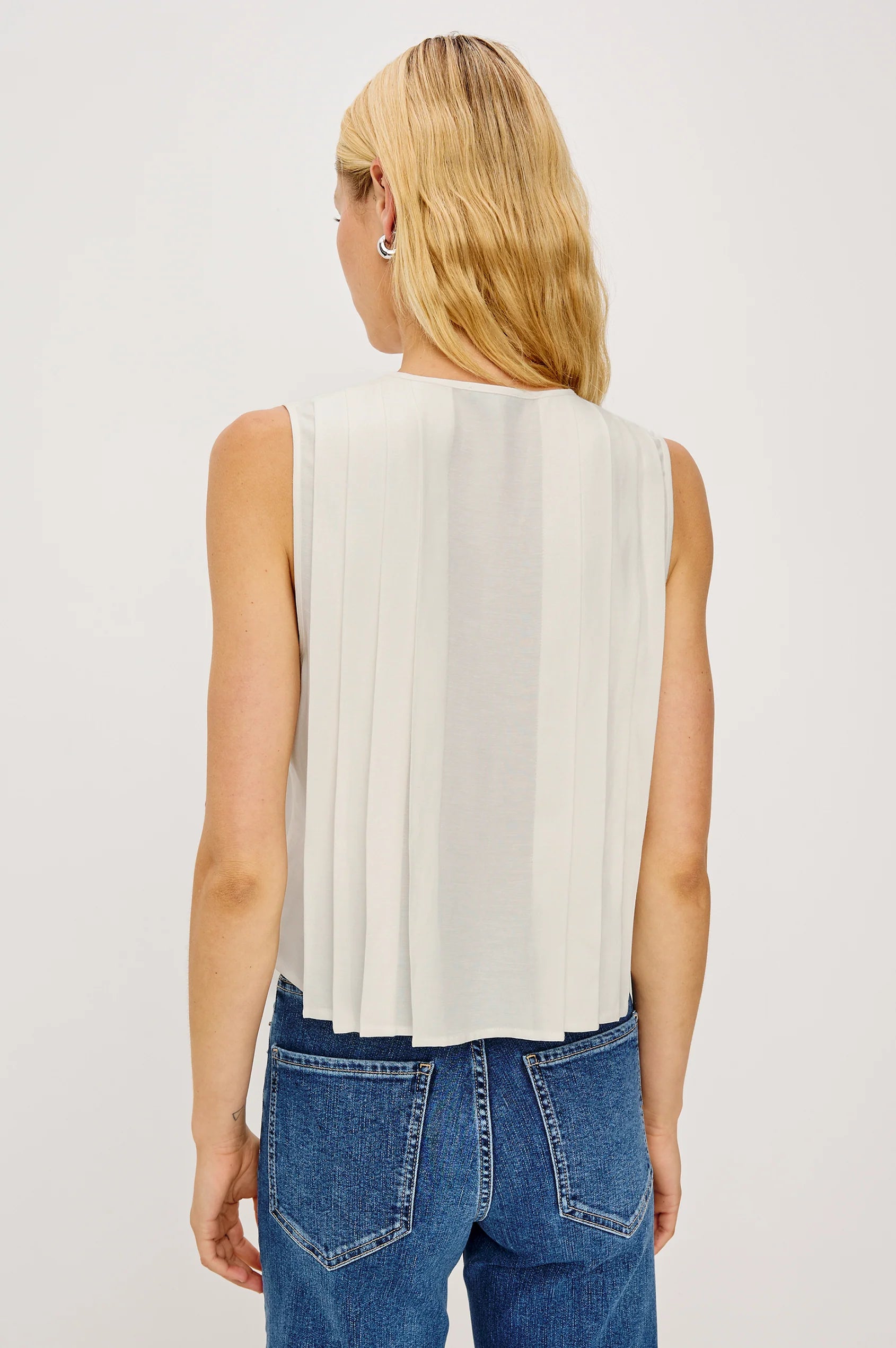 white tank top with pleats