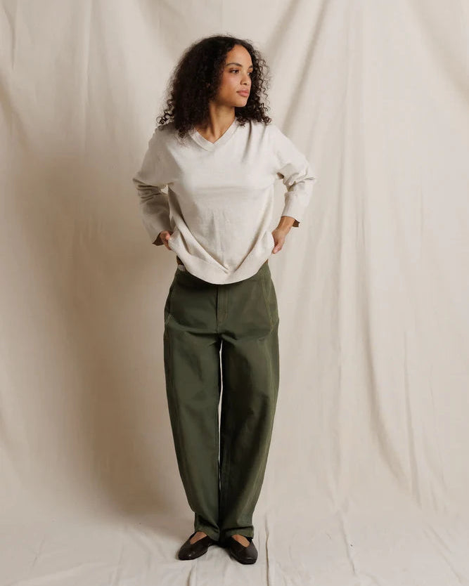 barrel leg green pant