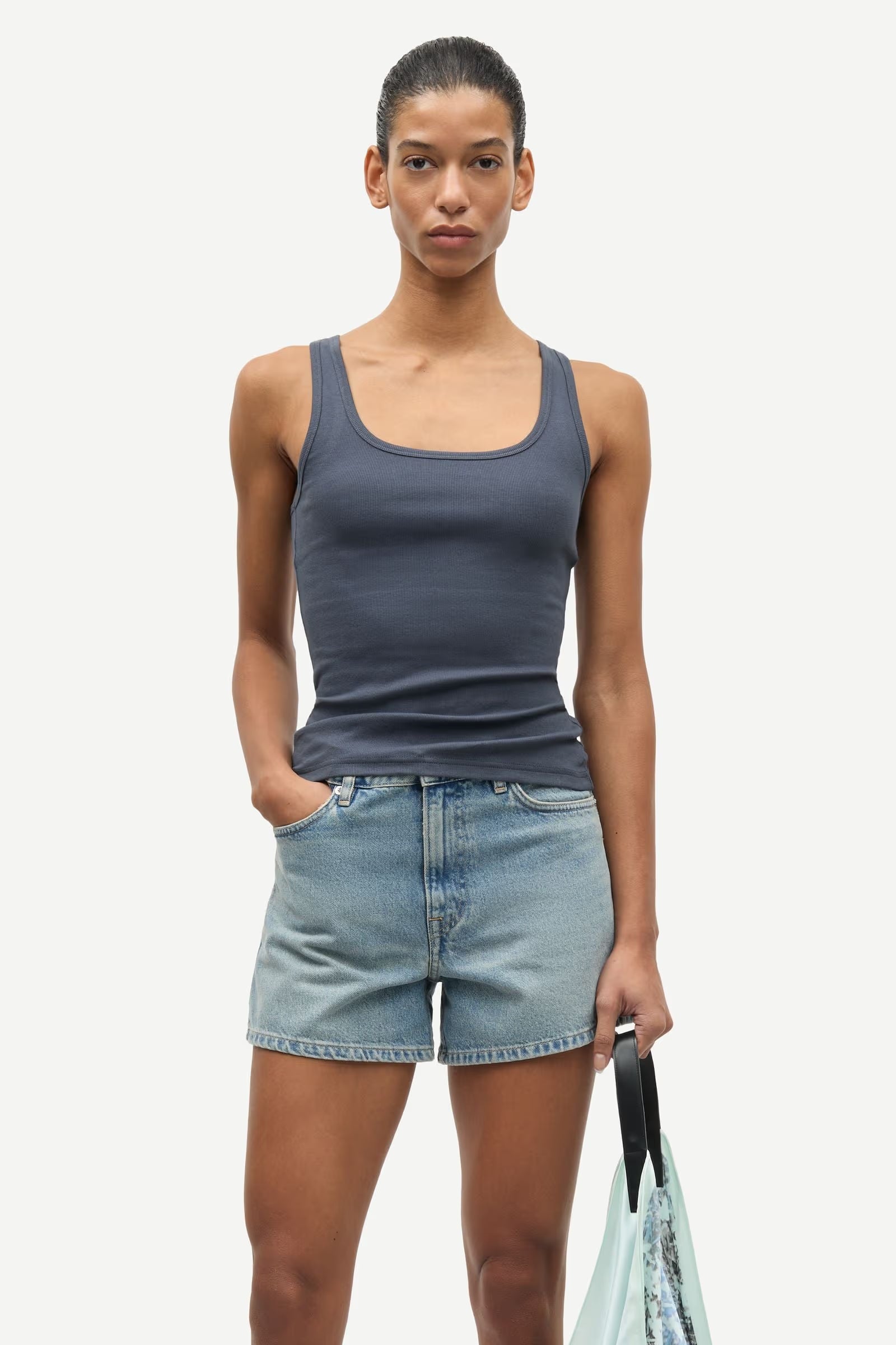 blue rib tank top
