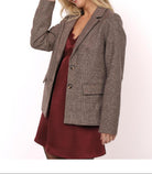 brown houndstooth blazer