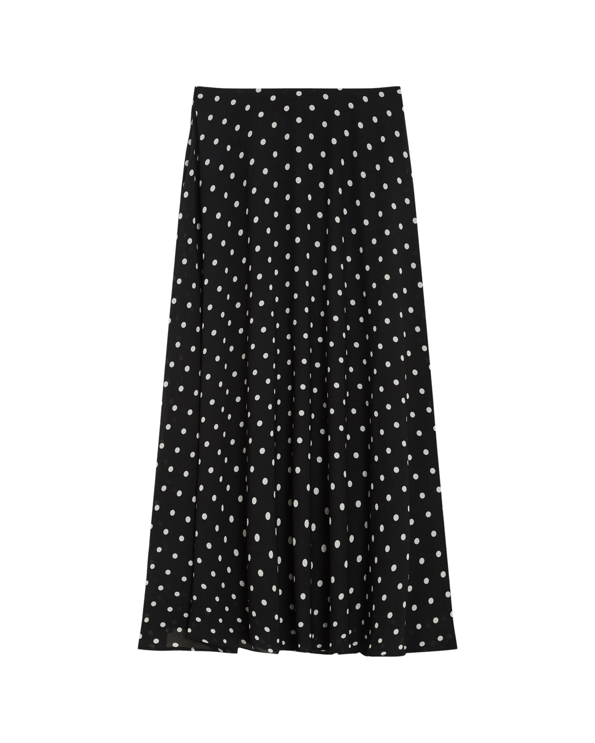 midi black skirt with white polka dots