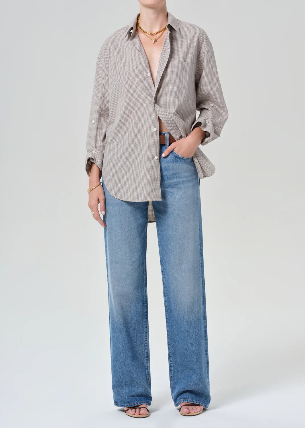 wide straight leg medium wash denim pants