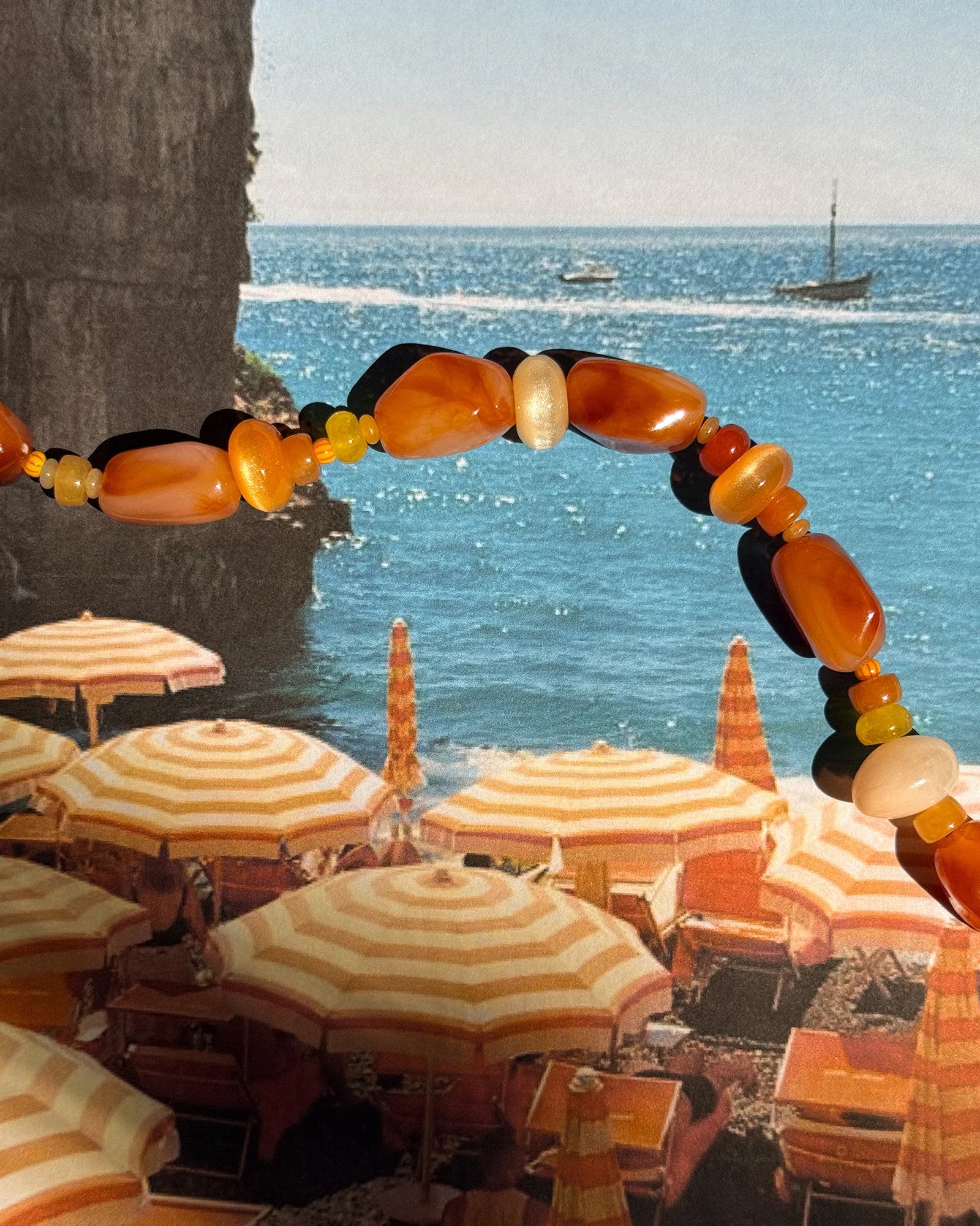 orange beaded phone wristlet