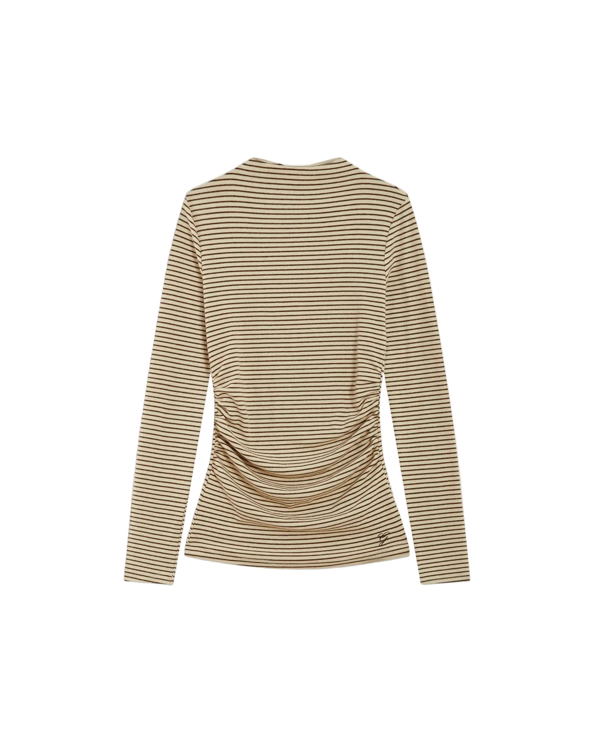 long sleeve mock neck stripe top
