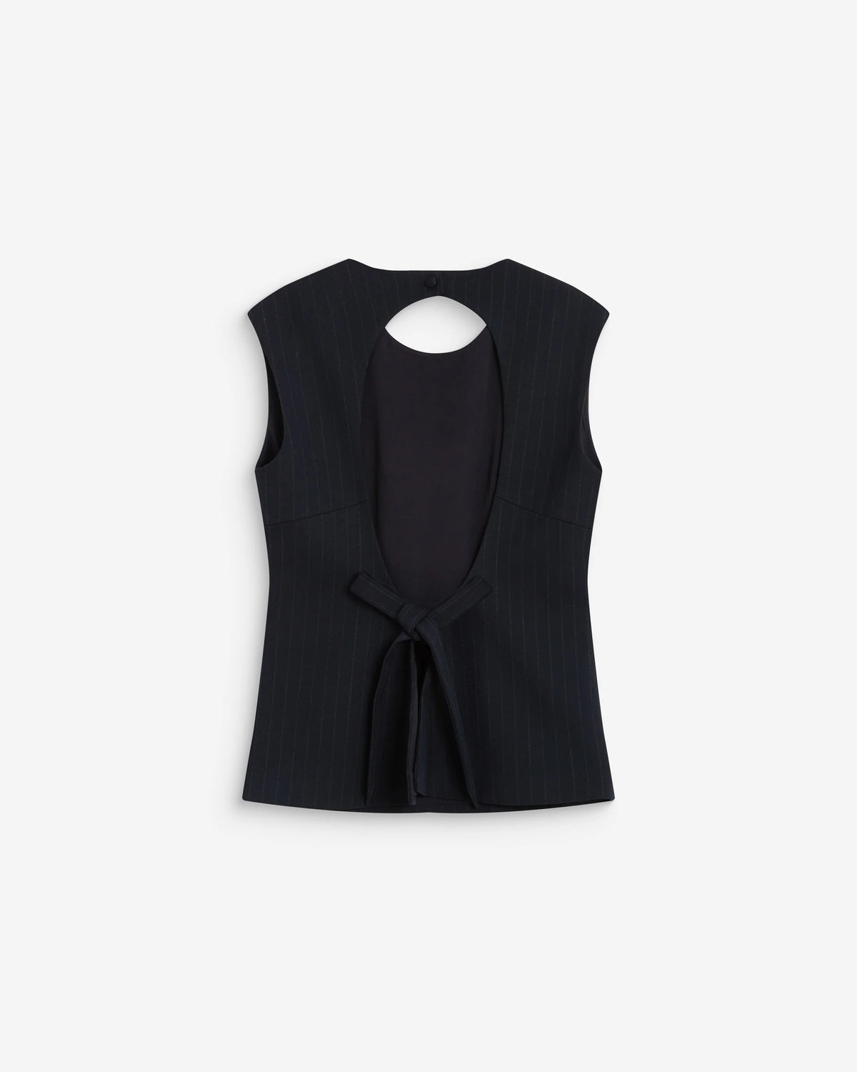 suiting top in navy and pinstripe