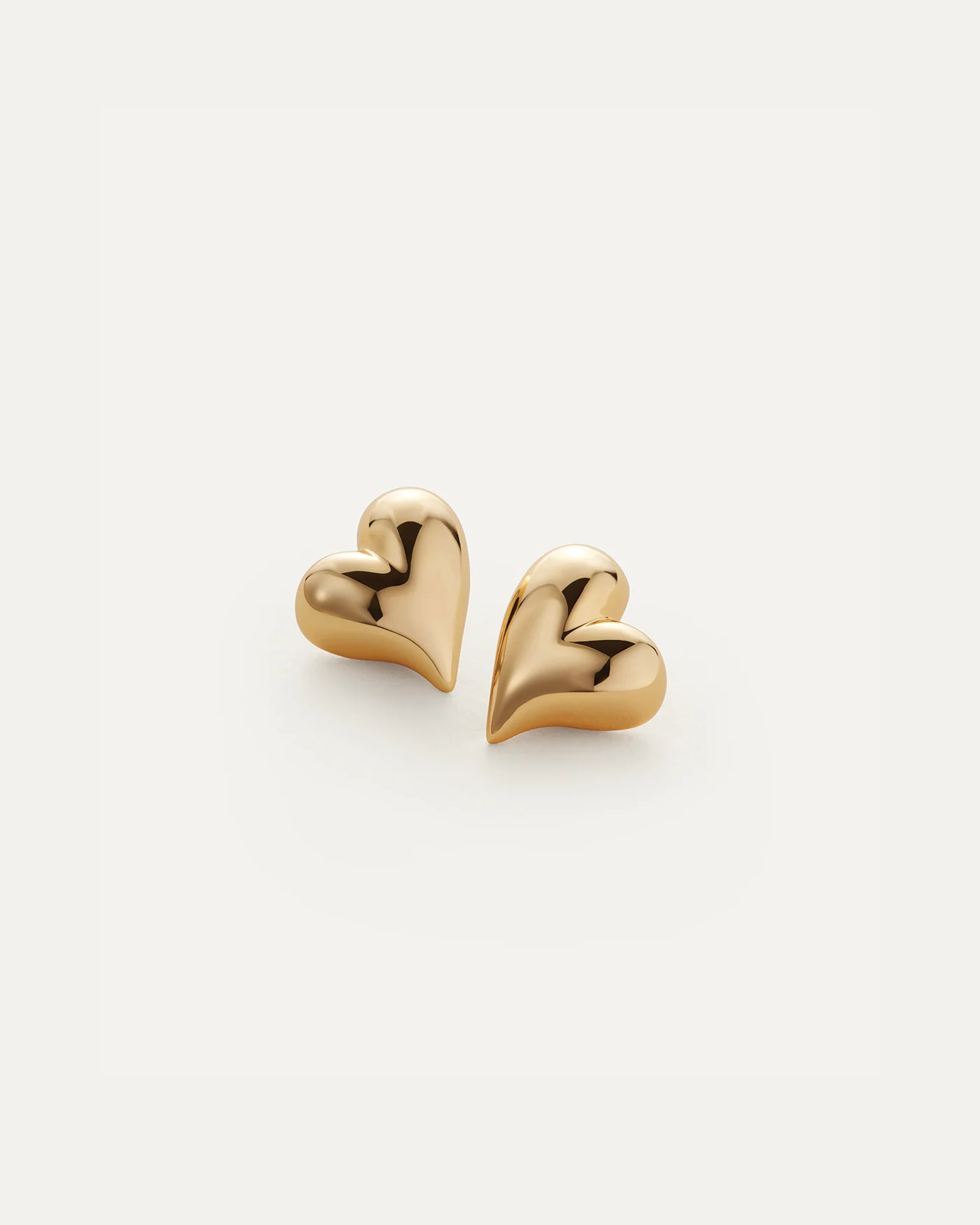 gold heart button earring