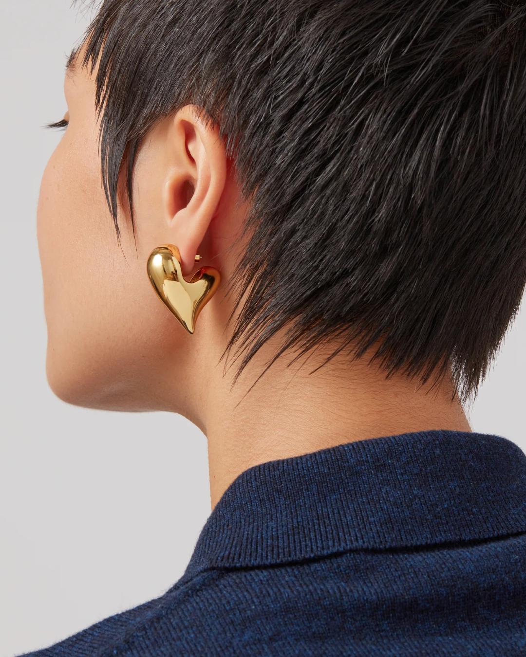 statement puff heart earrings