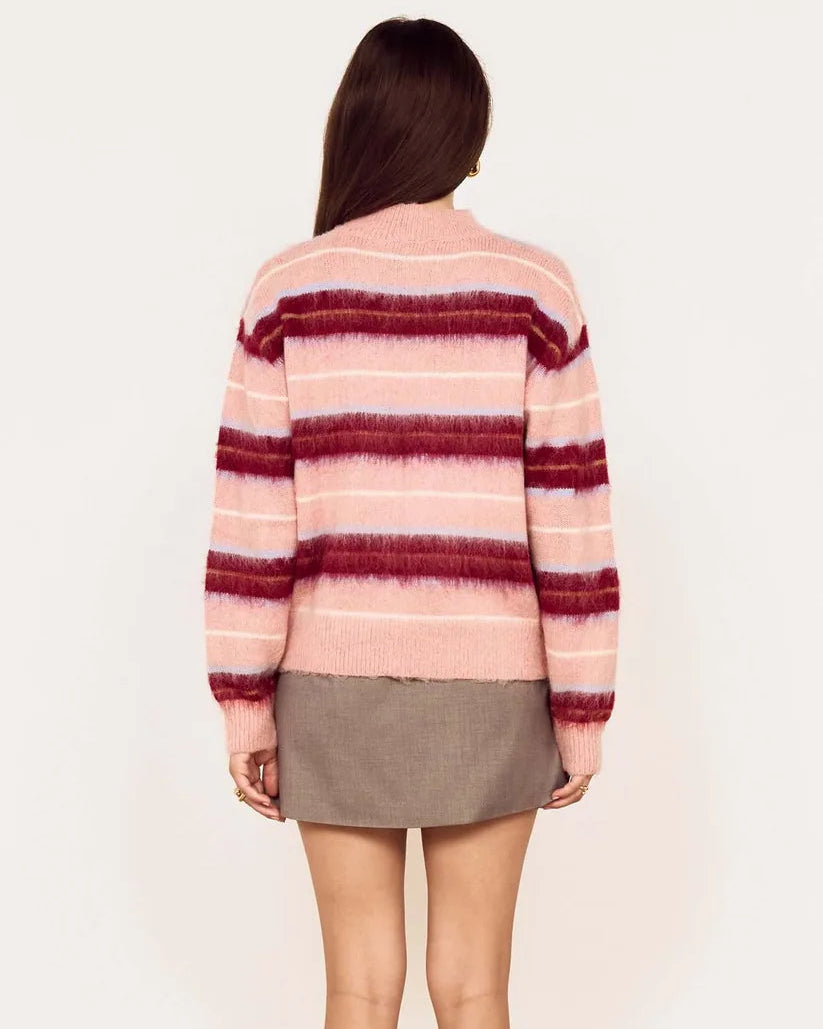 pink and burgundy striped sweater