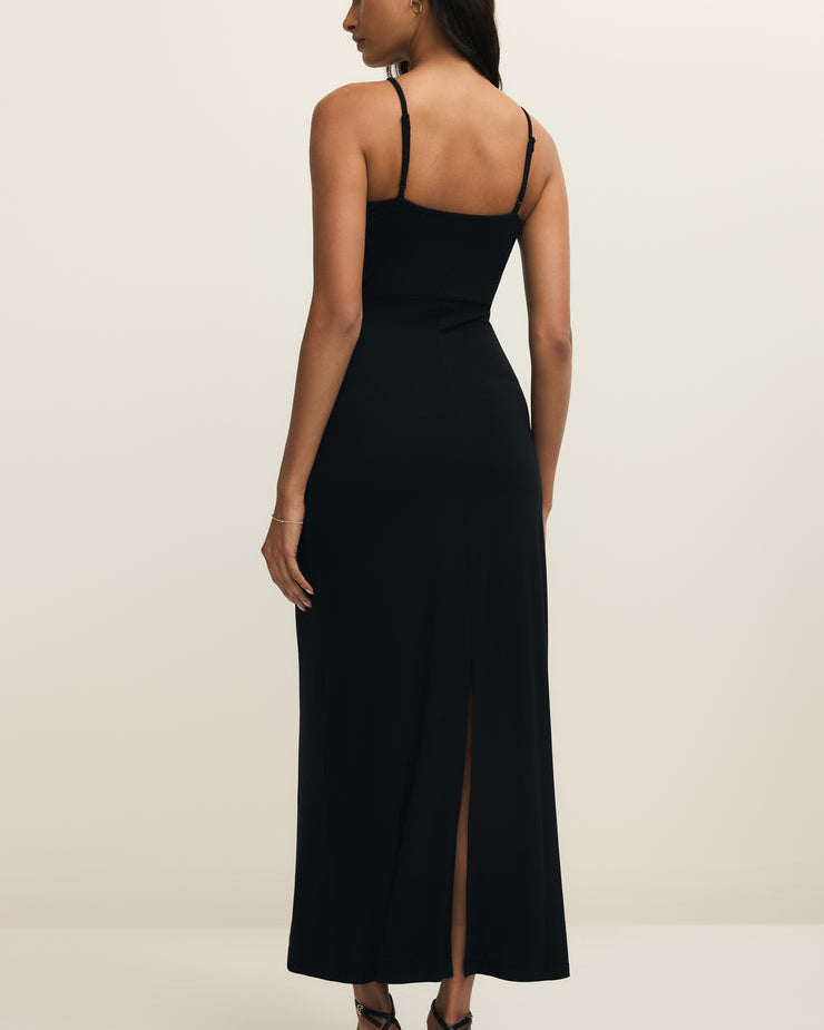 black midi dress with halter straps