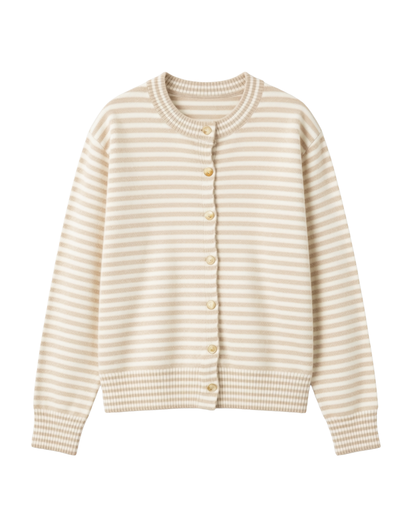 off white and beige striped cardigan