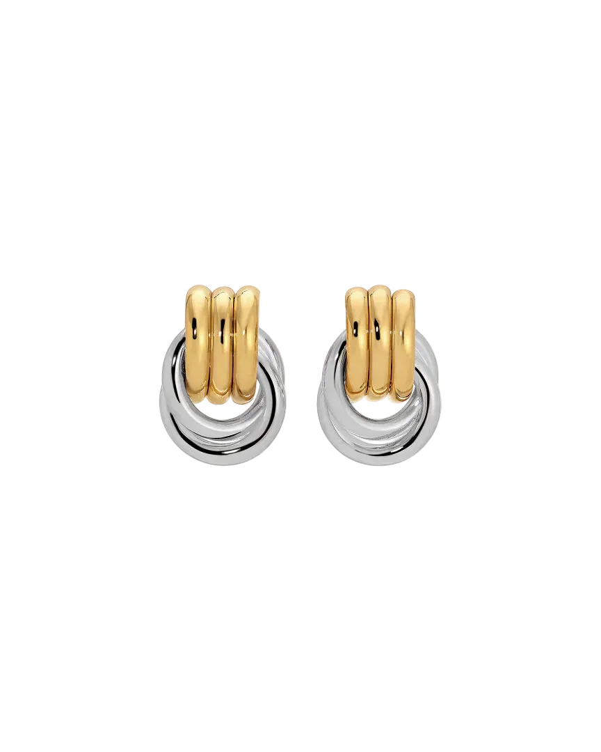 two tone knotted earrings