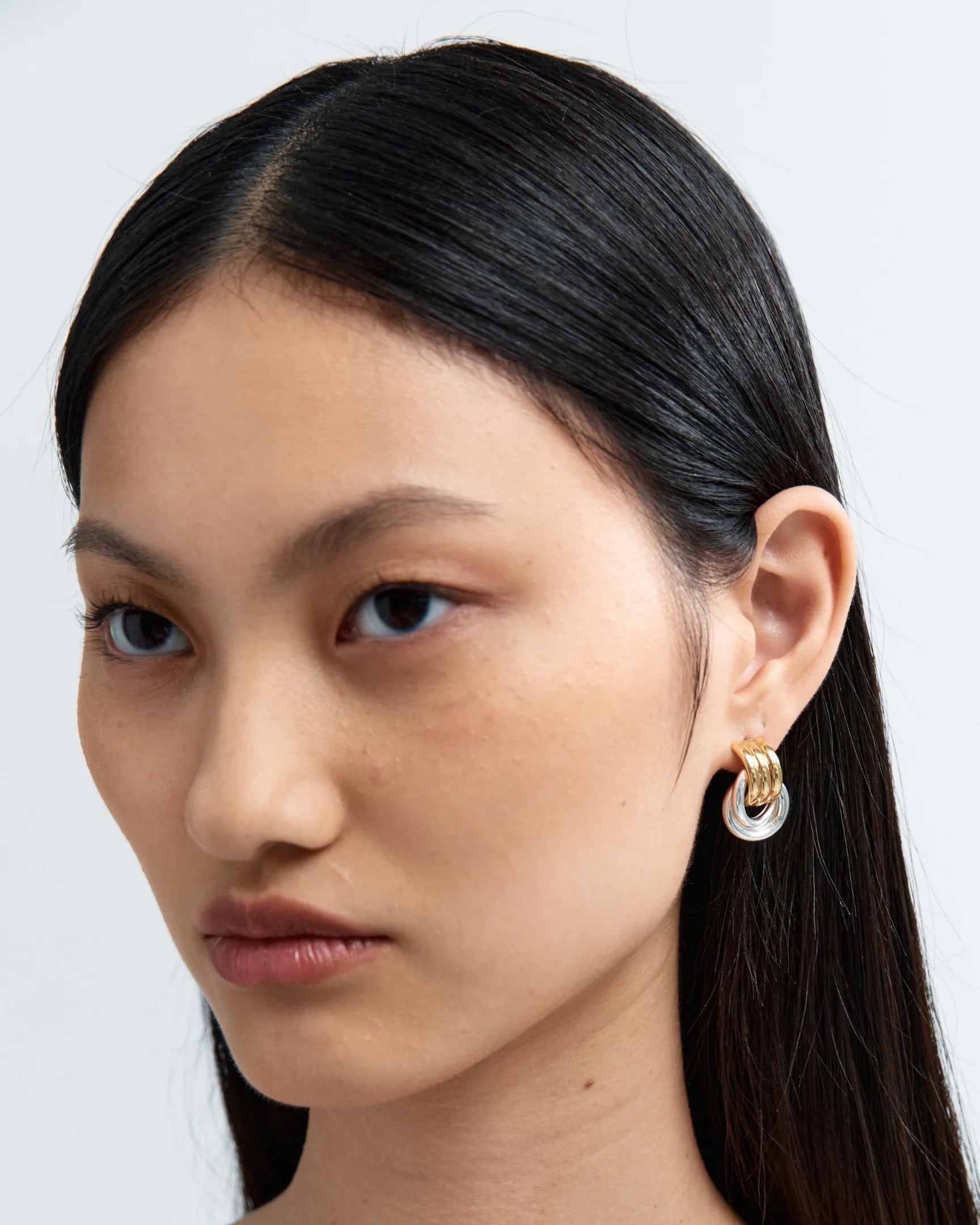 two tone knotted earrings