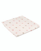 a picture of a baby swaddle blanket with hearts on it