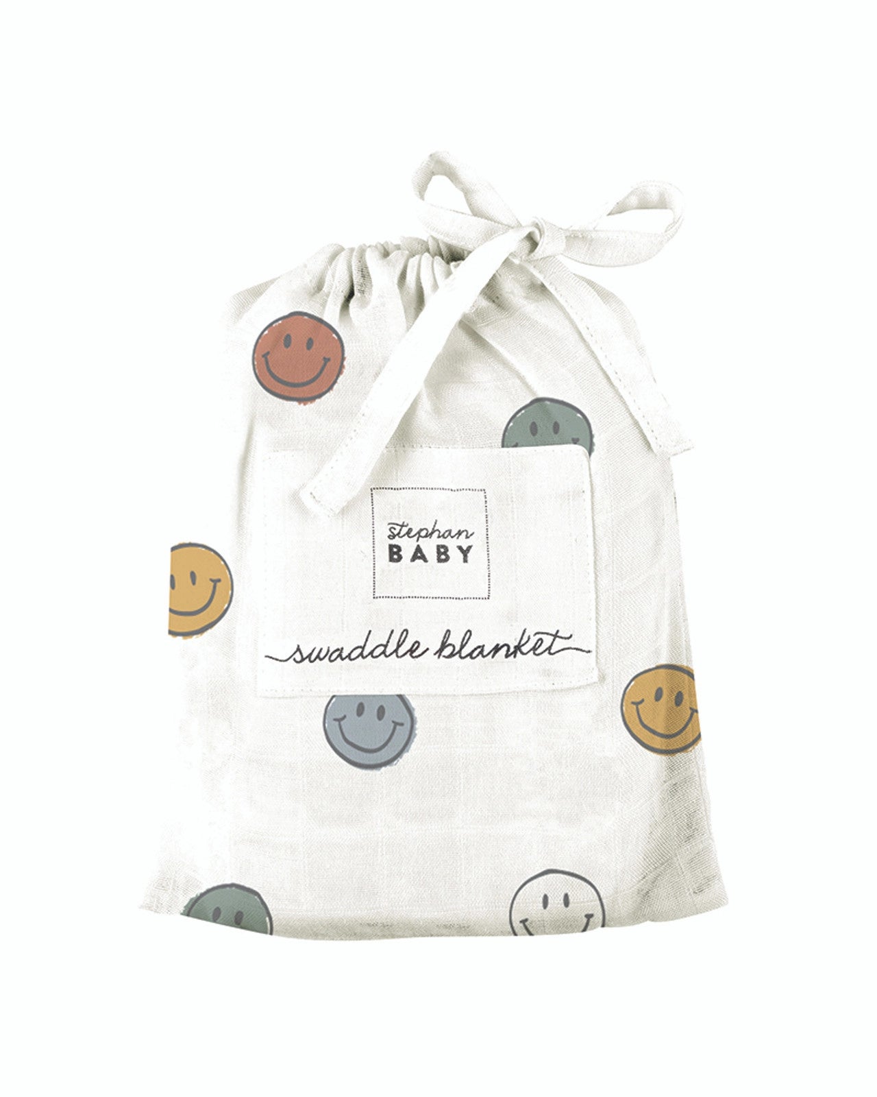 a picture of a baby swaddlle blanket with smiley faces on it